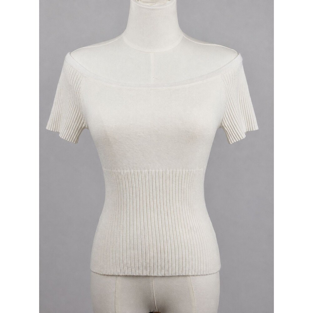 ASTR The Label Off Shoulder Rib Knit Sweater Top White Women's Size L
